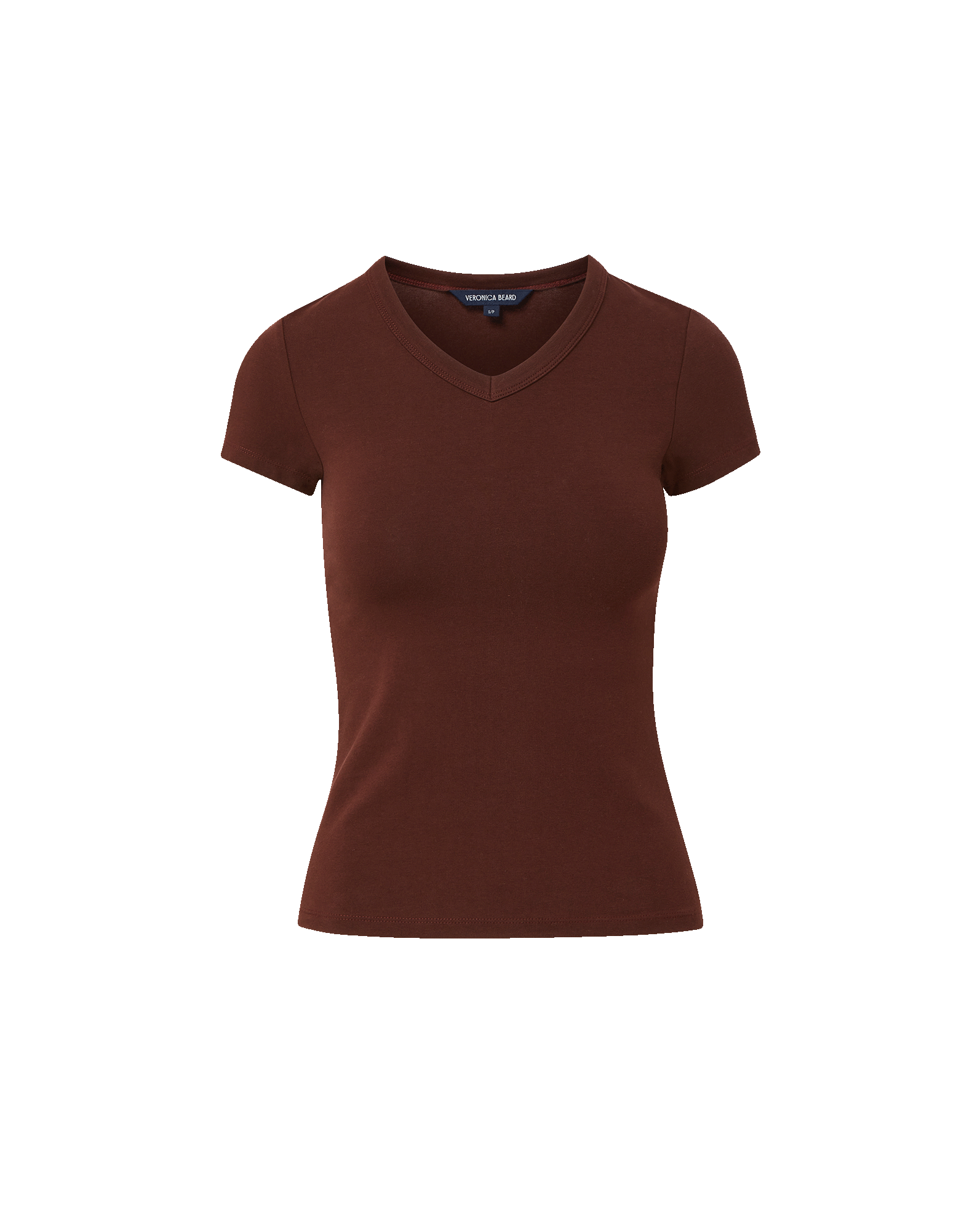 Veronica Beard Brown V-neck fitted T-shirt.