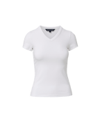 Veronica Beard White cotton fitted V-neck t-shirt