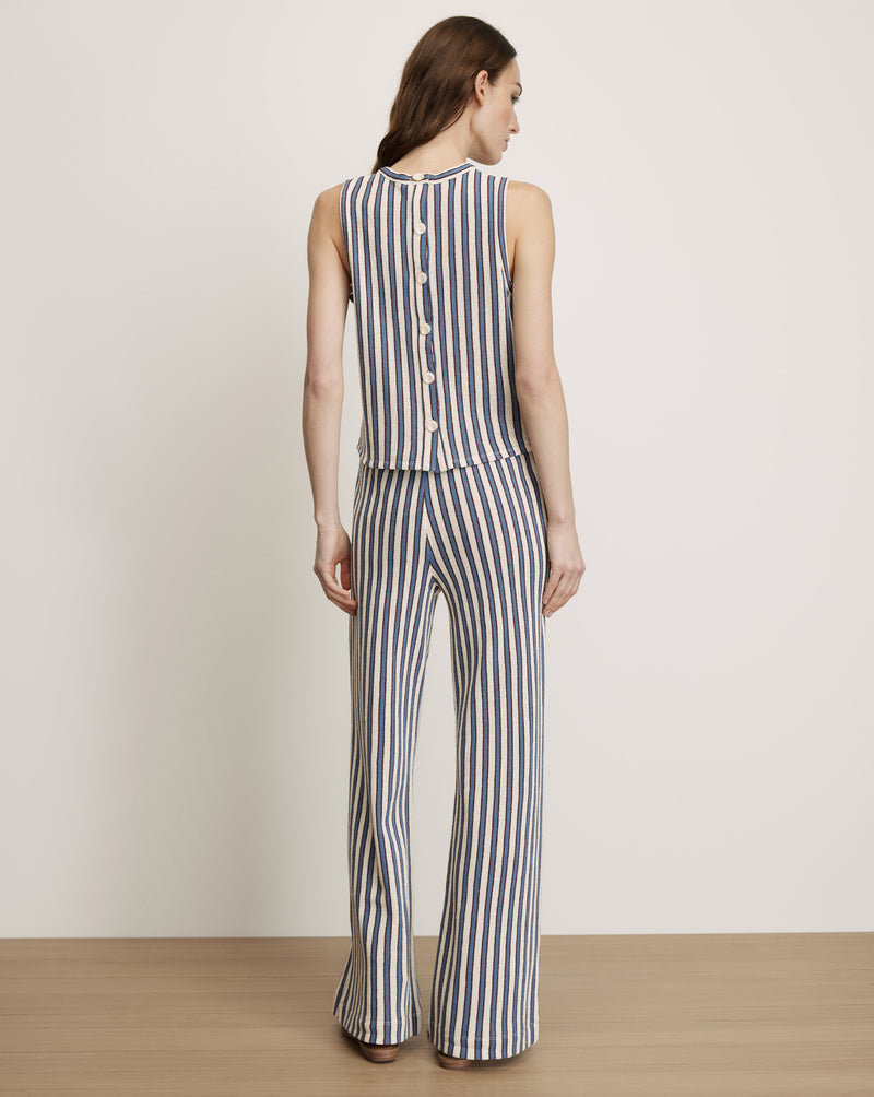 Veronica Beard Blue and white striped wide-leg pants.