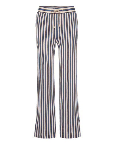 Veronica Beard Blue and white striped knit wide-leg pants.
