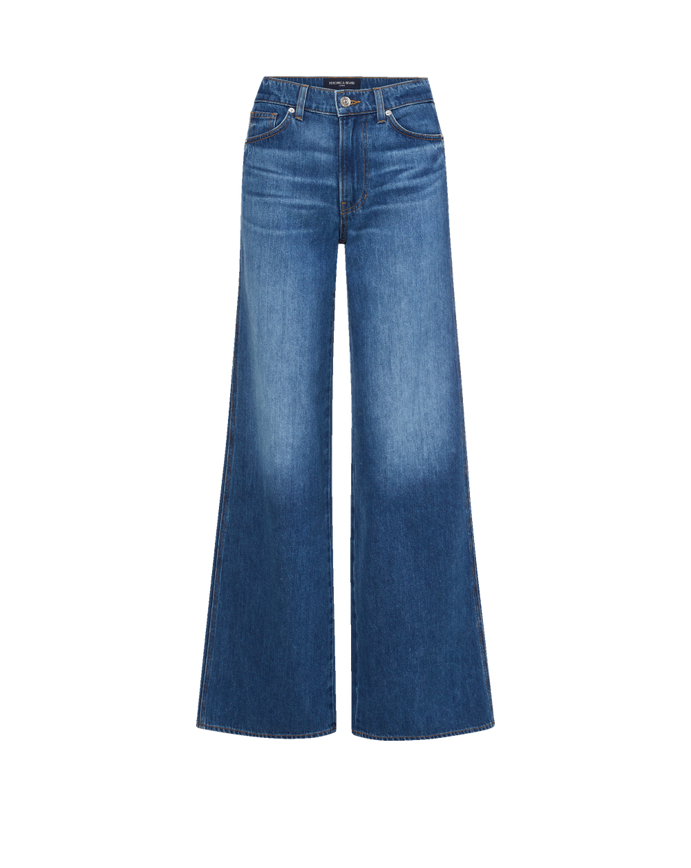 Veronica Beard Blue denim wide-leg jeans with a high waist.