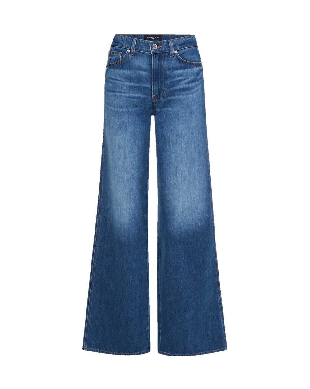 Veronica Beard Blue denim wide-leg jeans with a high waist.