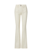 Veronica Beard Cream denim flared pants with contrast stitching
