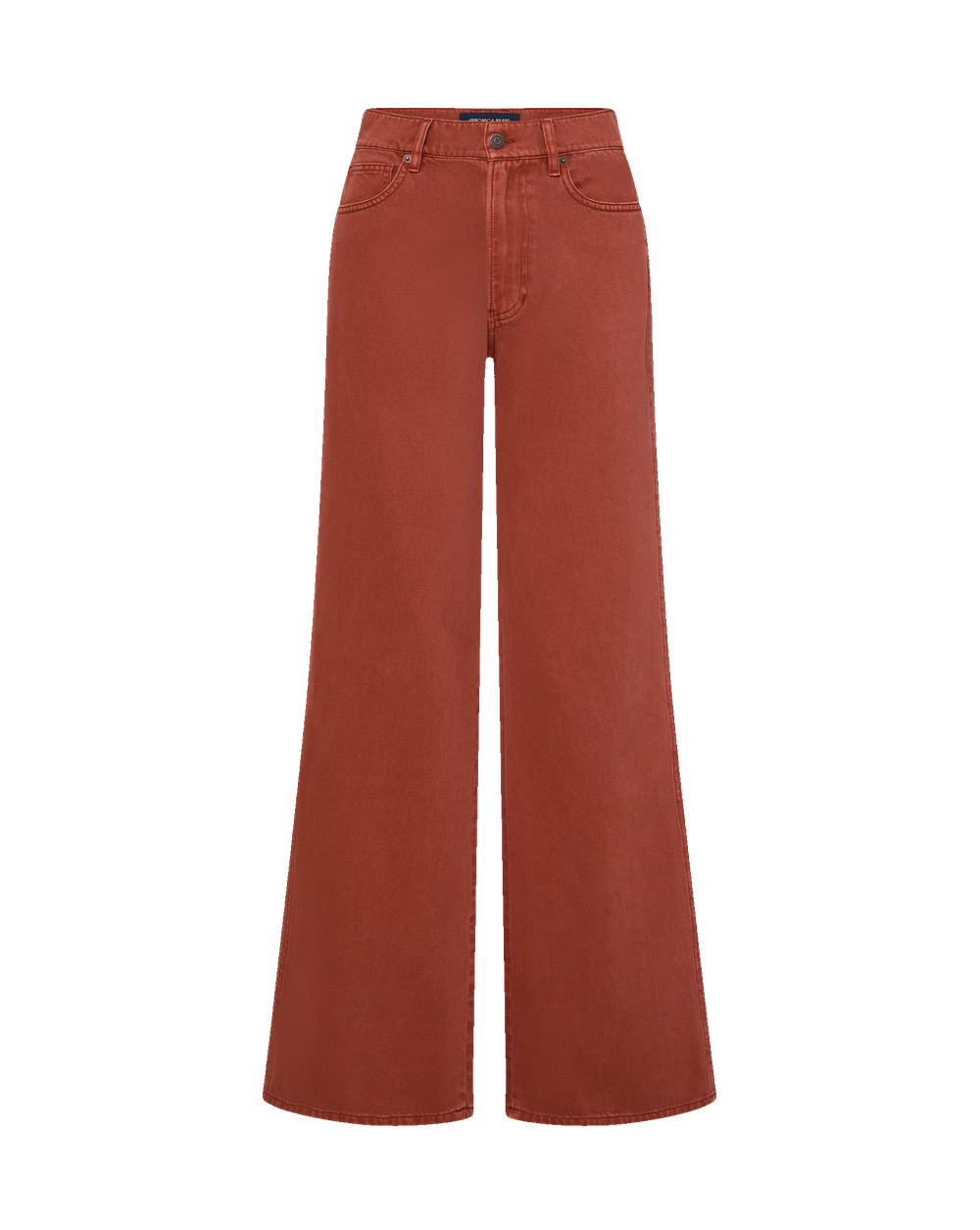 Veronica Beard Red wide-leg denim jeans with front pockets.
