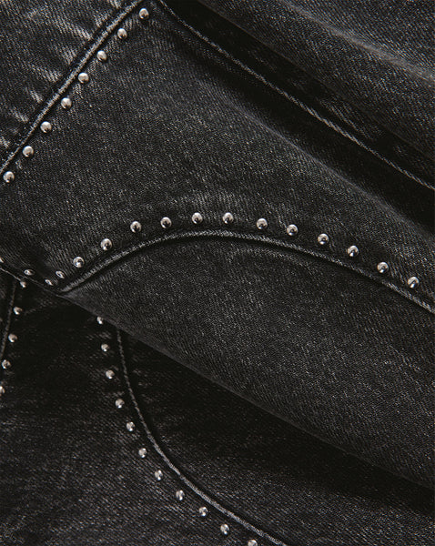 Veronica Beard Black studded denim fabric.