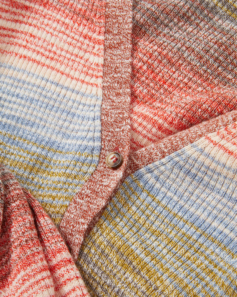 Veronica Beard Striped knit cardigan with a single button closure.