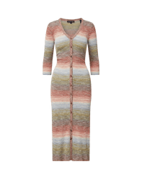 Veronica Beard Striped knit midi dress with button front.