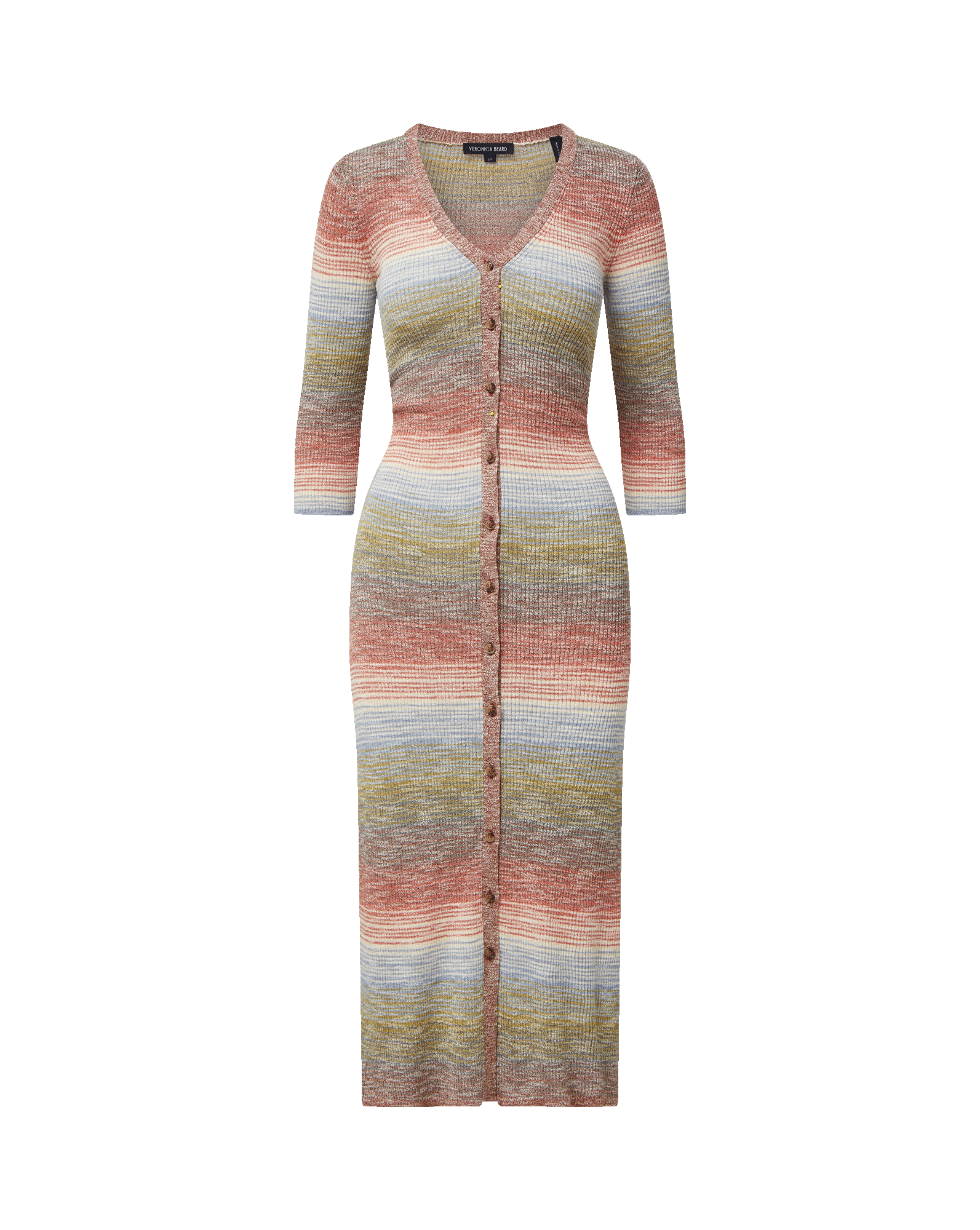 Veronica Beard Striped knit midi dress with button front.