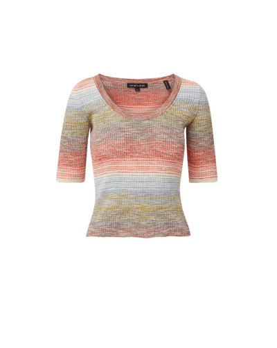 Veronica Beard Striped knit scoop neck top