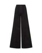 Veronica Beard Black wide-leg trousers with front seam details.