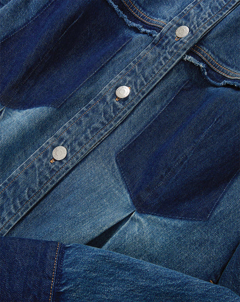 Veronica Beard Blue multi-tonal denim shirt with button-down front.