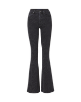 Veronica Beard Black floral embroidered flared denim jeans.