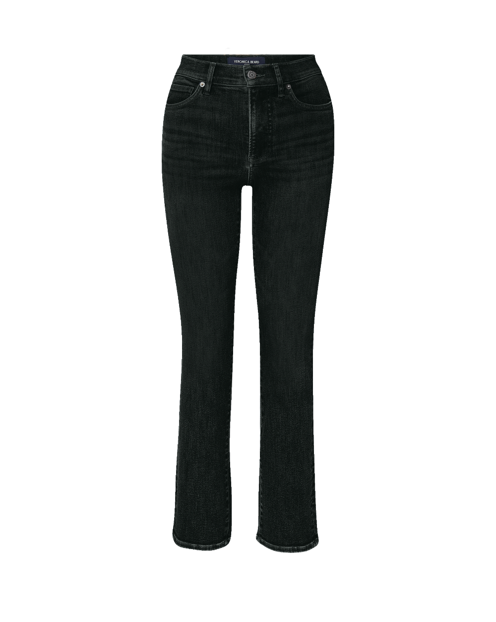 Veronica Beard Black denim high-rise flare jeans.