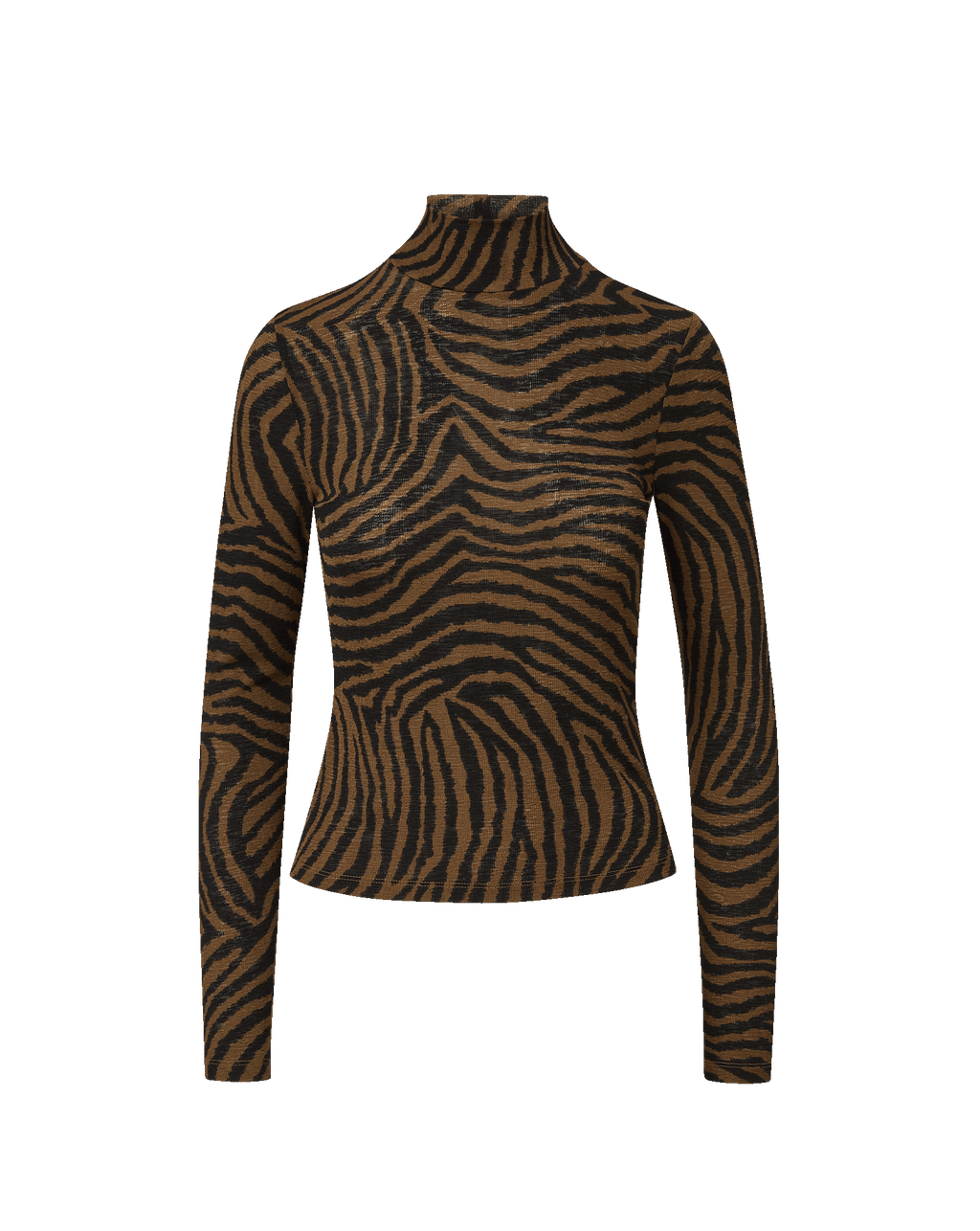 Veronica Beard Brown zebra print turtleneck fitted top.