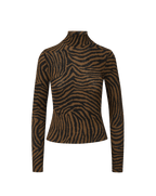 Veronica Beard Brown zebra print turtleneck fitted top.