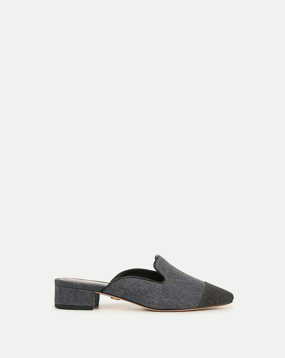 Veronica Beard Cecile Denim Cap-Toe Mule - Denim Blue/Black