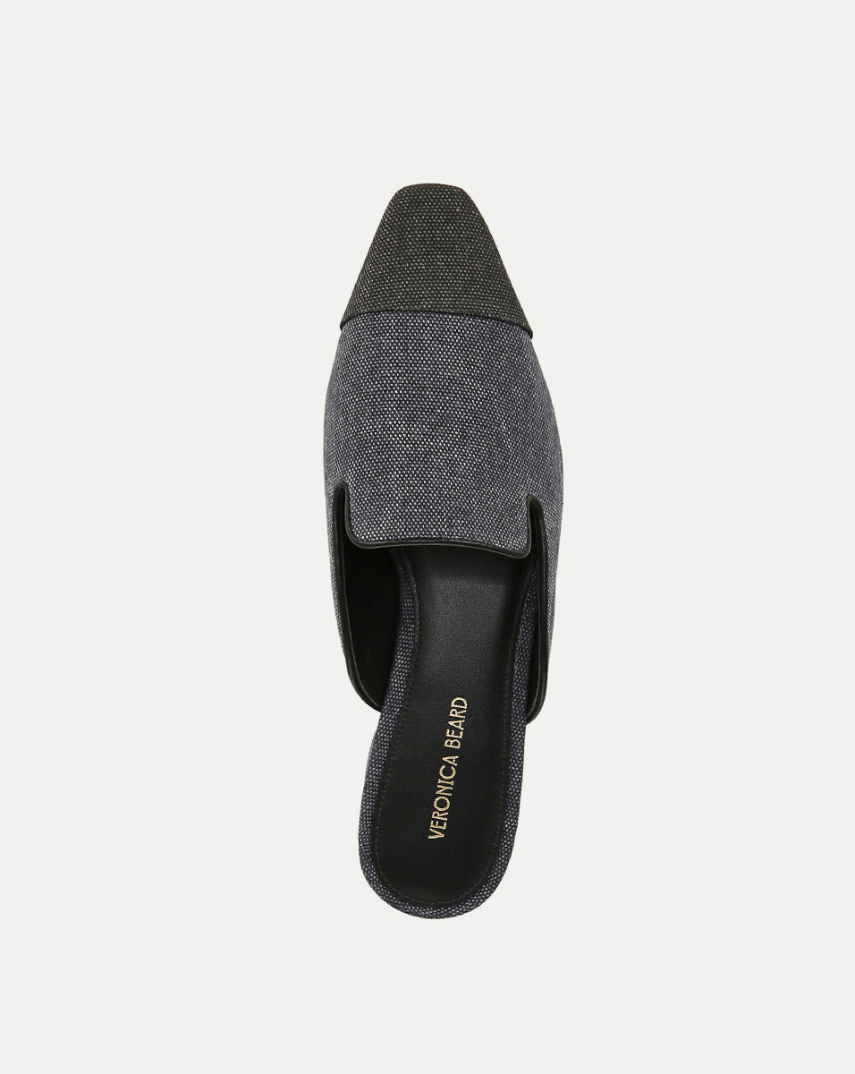 Veronica Beard Cecile Denim Cap-Toe Mule - Denim Blue/Black