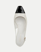 Veronica Beard Cecile Croc-Embossed Cap-Toe Slingback Pump - White/Black