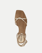 Veronica Beard Allegra Metallic Ankle-Wrap Sandal - Gold