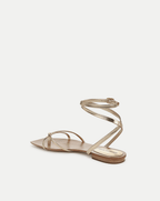 Veronica Beard Allegra Metallic Ankle-Wrap Sandal - Gold