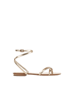Veronica Beard Allegra Metallic Ankle-Wrap Sandal - Gold