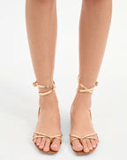 Veronica Beard Allegra Metallic Ankle-Wrap Sandal - Gold