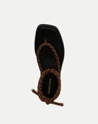 Veronica Beard Carmina Cord Wrap Sandal - Cedar/Coconut
