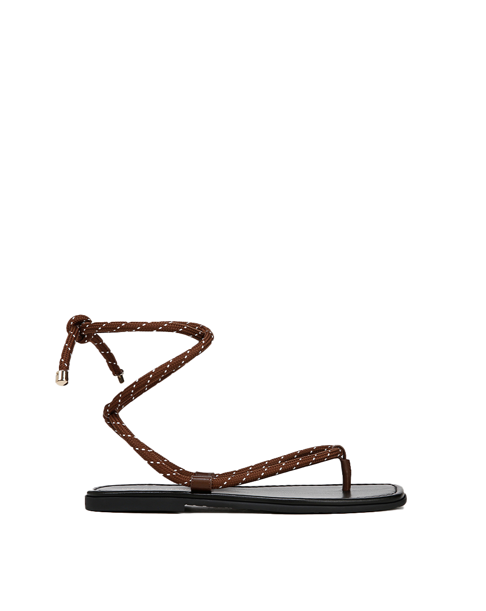 Veronica Beard Carmina Cord Wrap Sandal - Cedar/Coconut