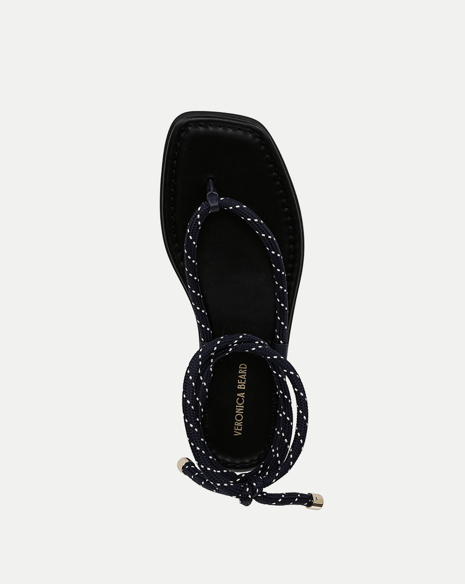 Veronica Beard Carmina Cord Wrap Sandal - Eclipse/Coconut