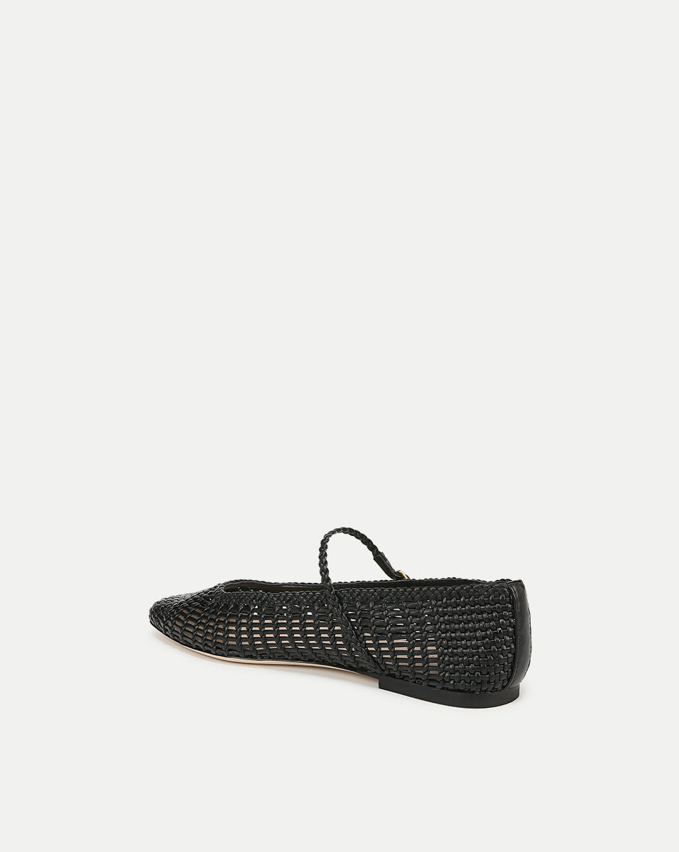 Veronica Beard Ellie Woven-Leather Flat - Black