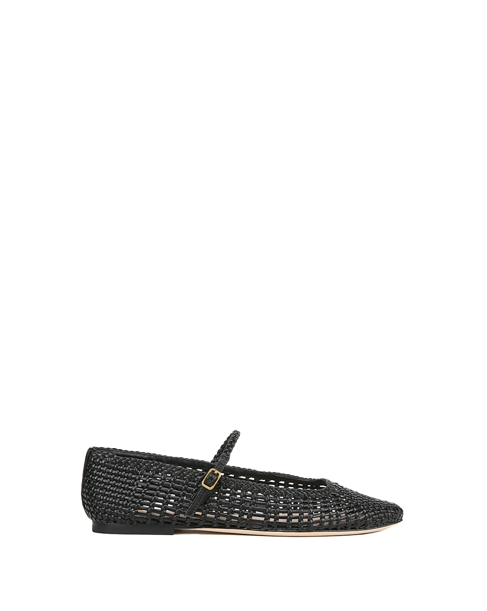 Veronica Beard Ellie Woven-Leather Flat - Black