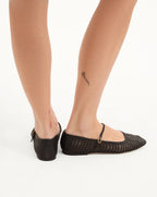 Veronica Beard Ellie Woven-Leather Flat - Black