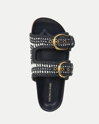 Veronica Beard Prue Woven-Leather Sandal - Eclipse/Coconut