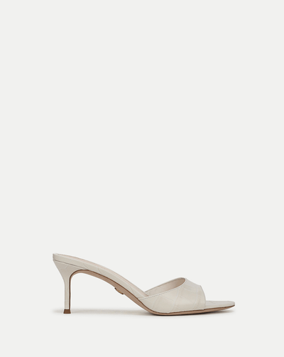 Veronica Beard Tia Croc-Embossed Sandal - Parchment