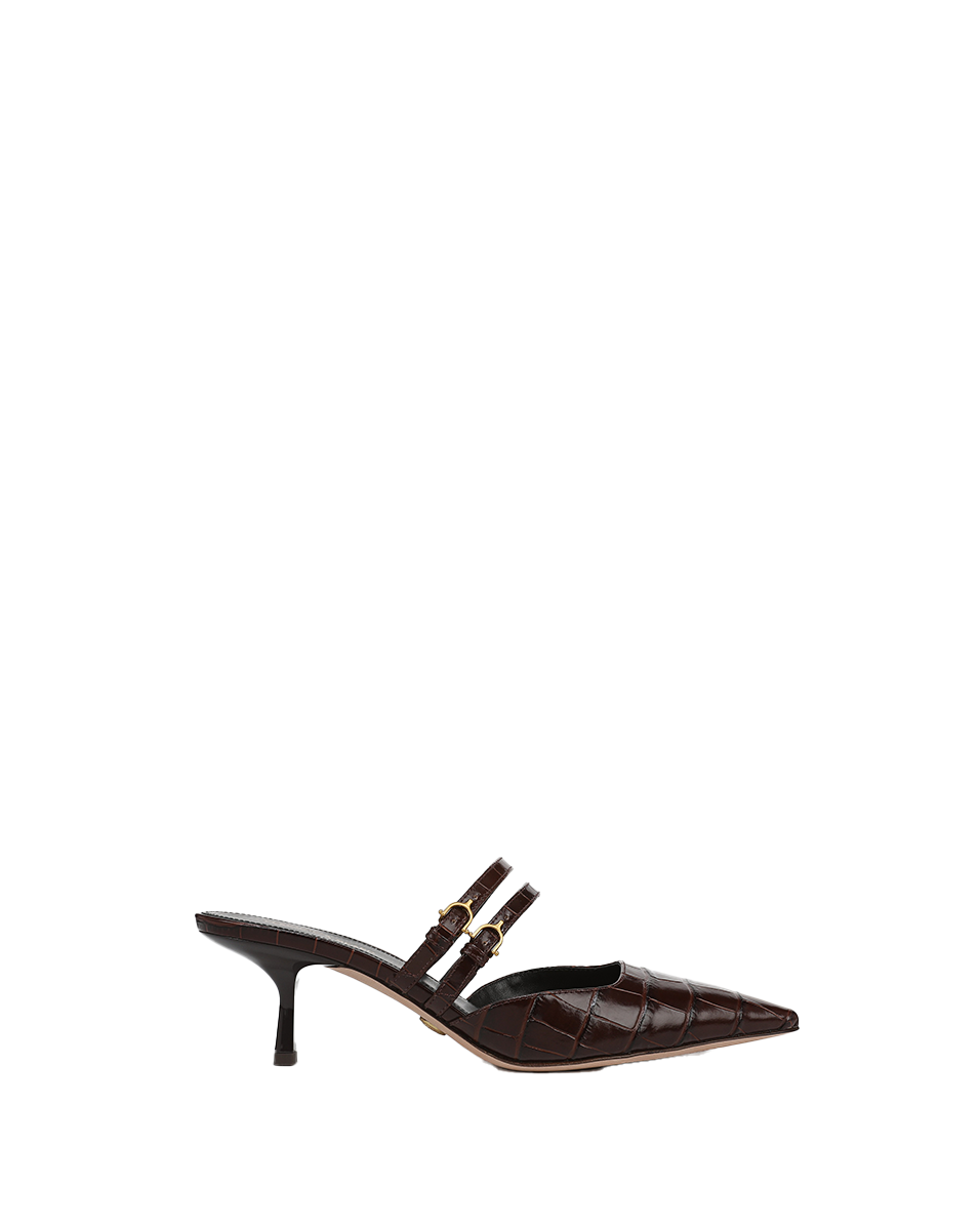 Veronica Beard Corrie Kitten-Heel Mule - Chocolate