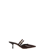 Veronica Beard Corrie Kitten-Heel Mule - Chocolate