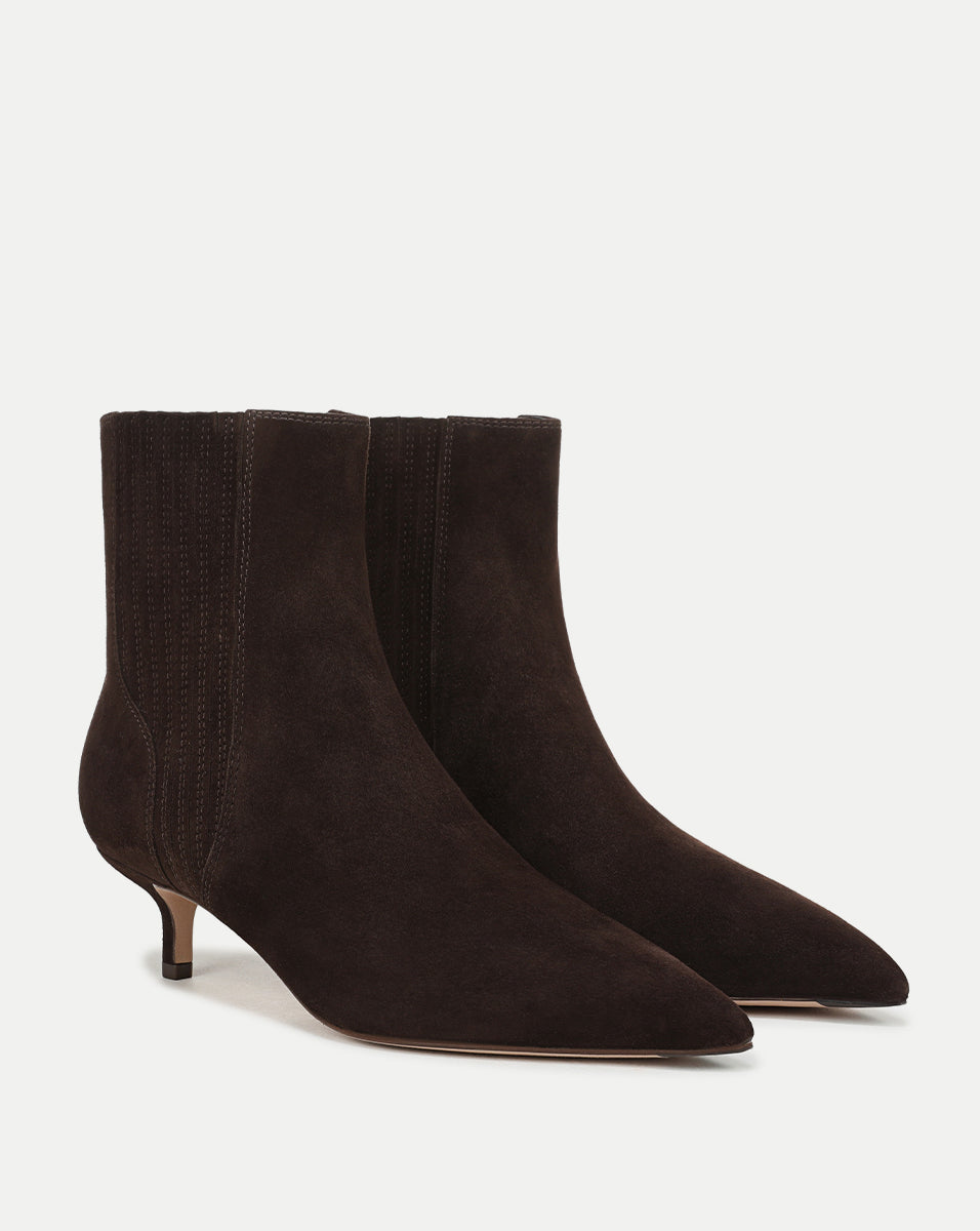 Veronica Beard Lisa Kitten-Heel Ankle Boot - Espresso