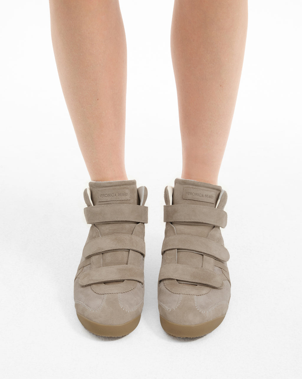 Veronica Beard Nima High-Top Velcro Sneaker - Sand