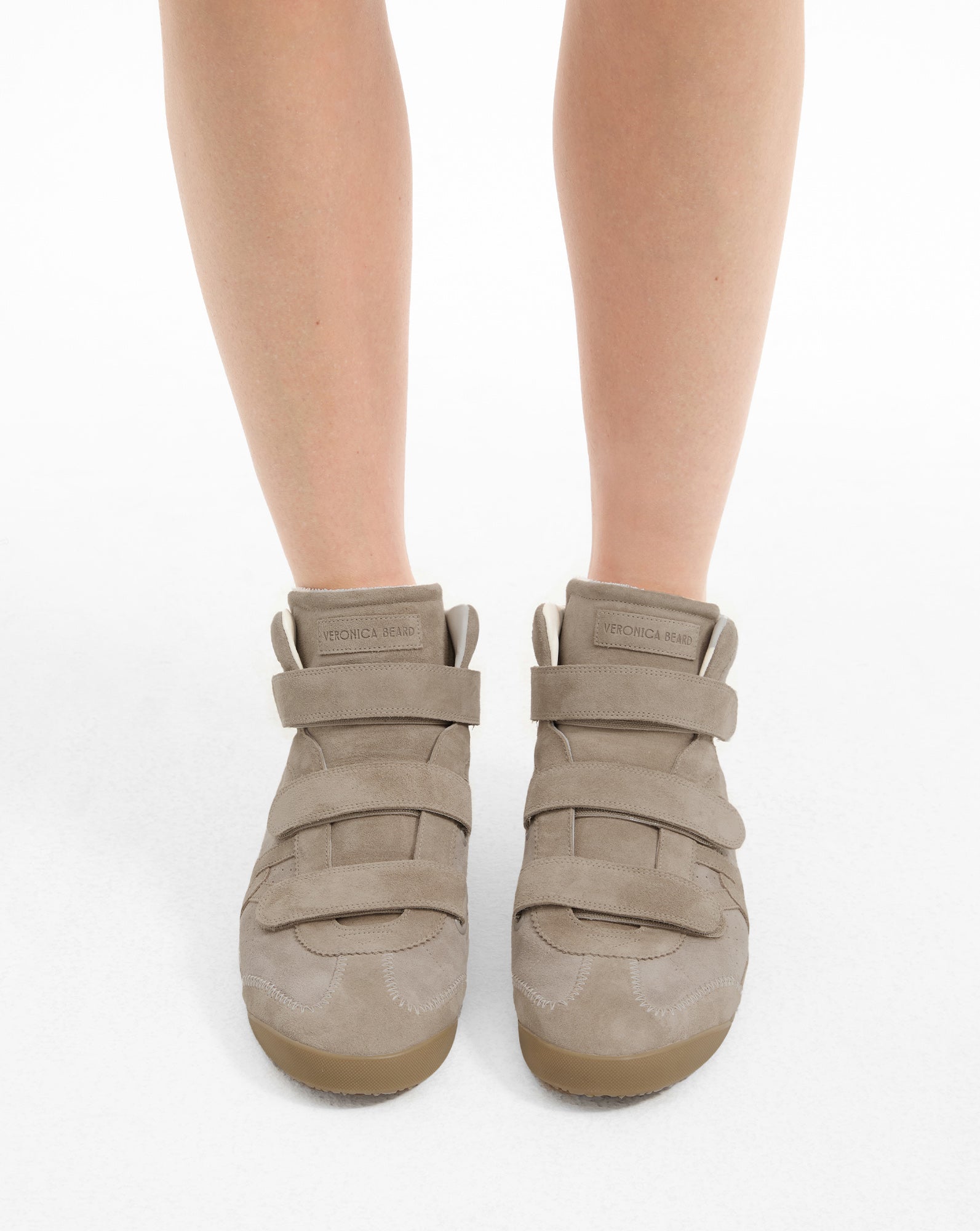 Veronica Beard Nima High-Top Velcro Sneaker - Sand