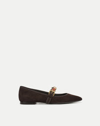 Veronica Beard Selene Embellished Flat - Espresso