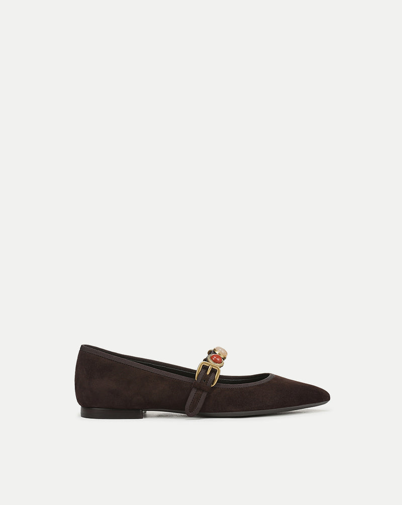 Veronica Beard Selene Embellished Flat - Espresso
