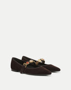 Veronica Beard Selene Embellished Flat - Espresso