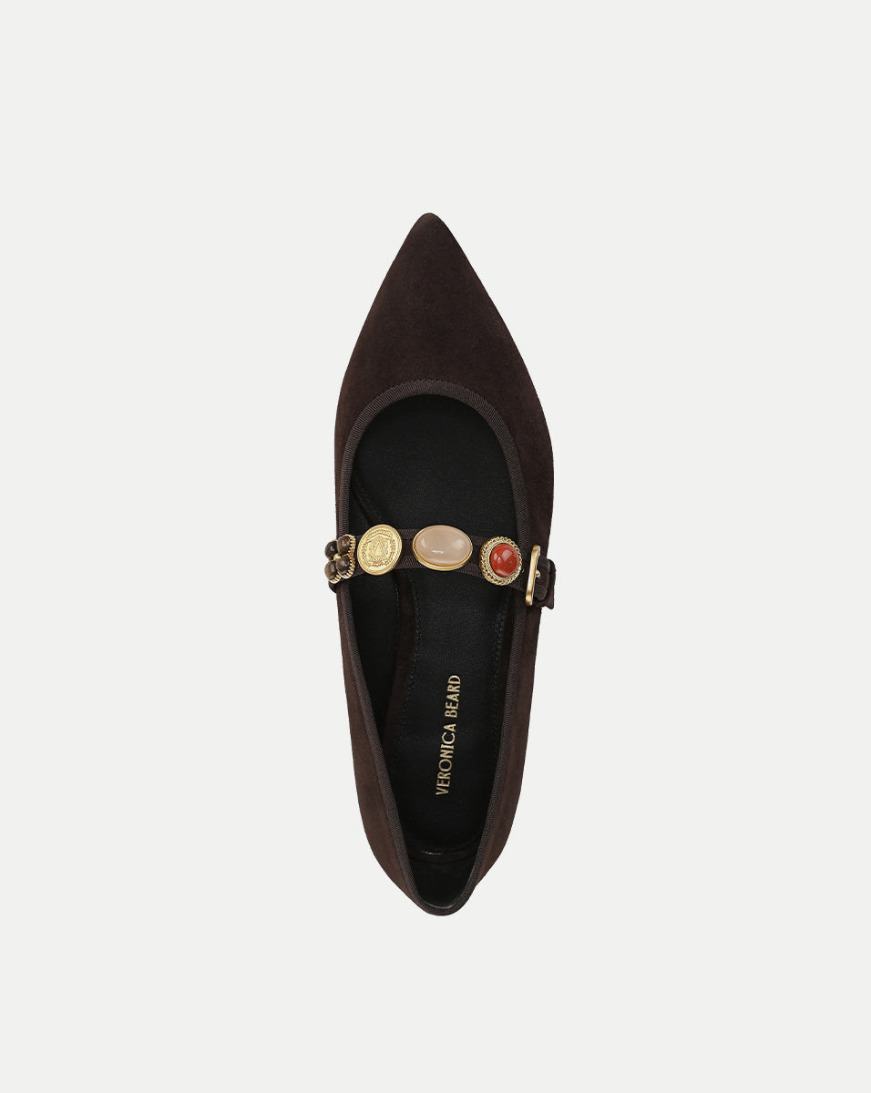 Veronica Beard Selene Embellished Flat - Espresso