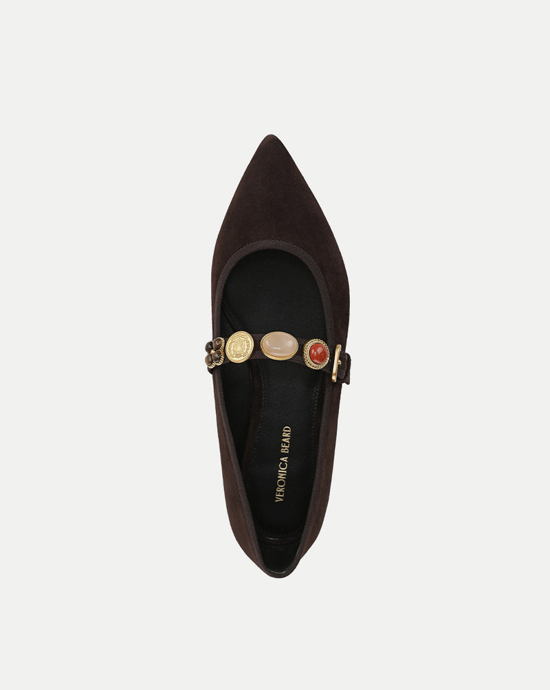 Veronica Beard Selene Embellished Flat - Espresso