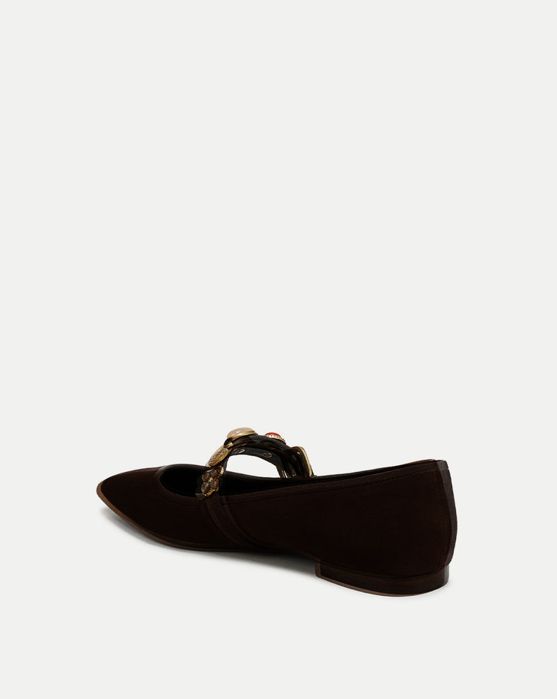 Veronica Beard Selene Embellished Flat - Espresso