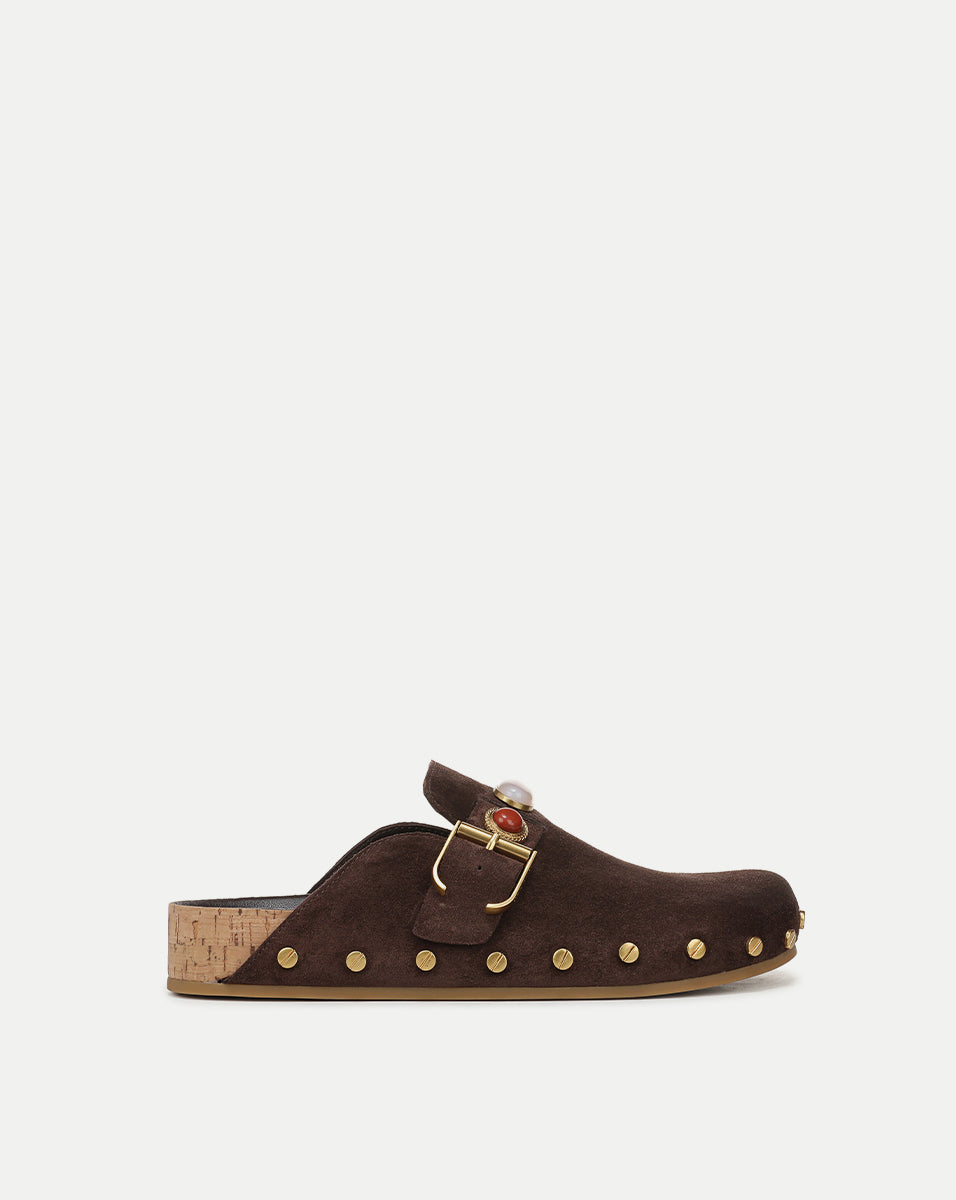 Veronica Beard Fern Embellished Clog - Espresso