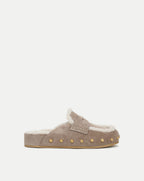 Veronica Beard Fenix Shearling Mule - Bark