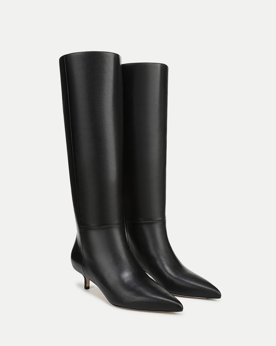 Veronica Beard Lisa Kitten-Heel Boot | Wide-Calf - Black