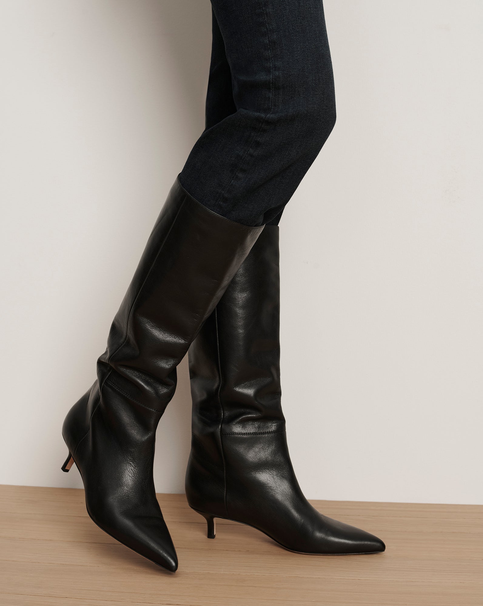 Veronica Beard Lisa Kitten-Heel Boot | Wide-Calf - Black