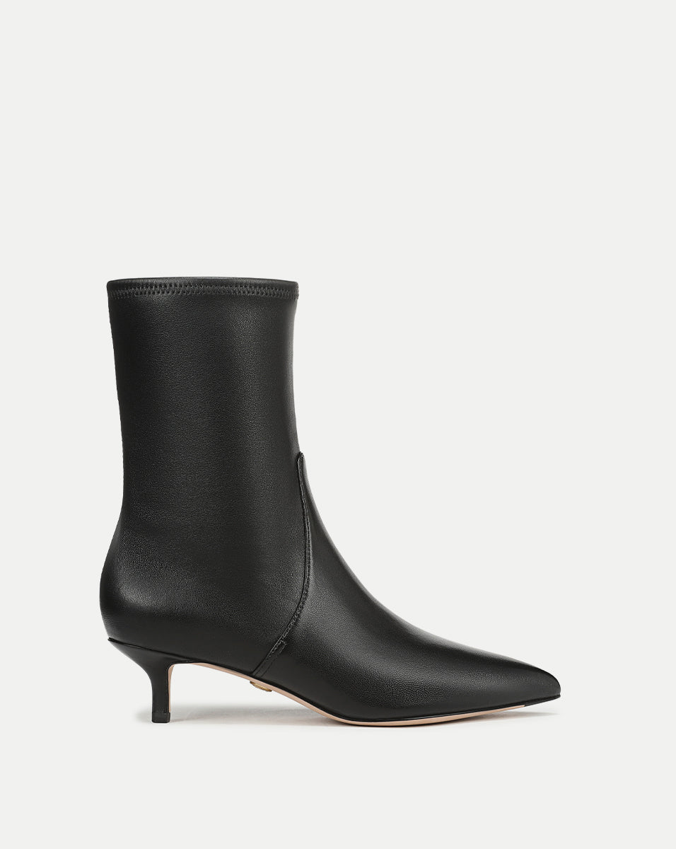 Veronica Beard Lisa Stretch Kitten-Heel Ankle Boot - Black